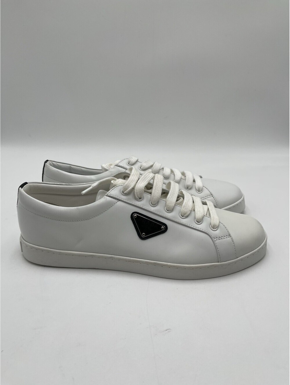 Men's Prada brushed White leather low-top Lace up sneakers Size 9UK